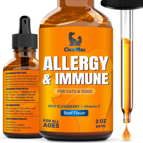 Cat Allergy – Dog Allergy – Pet Immune Support – Cat Itching – Dog Itching Skin – Natural Ingredients – 2 Oz