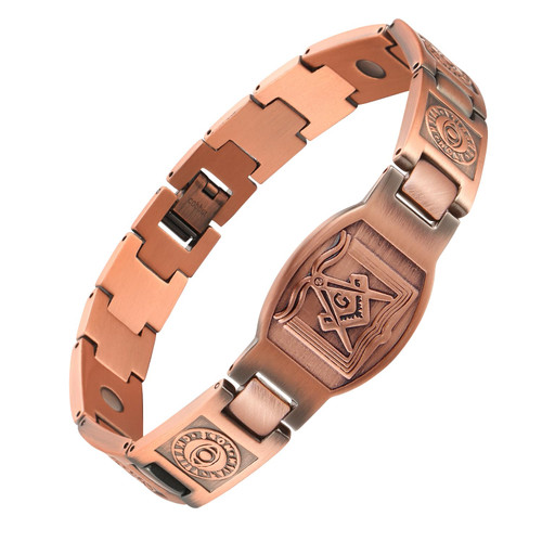 Fashtour Magnetic Bracelet and Ring Set for Men, 99.99% Pure Copper Jewelry, Adjustable Cross & Celtic Knot Design, Gift for Dad (Copper & Christian Cross Design)