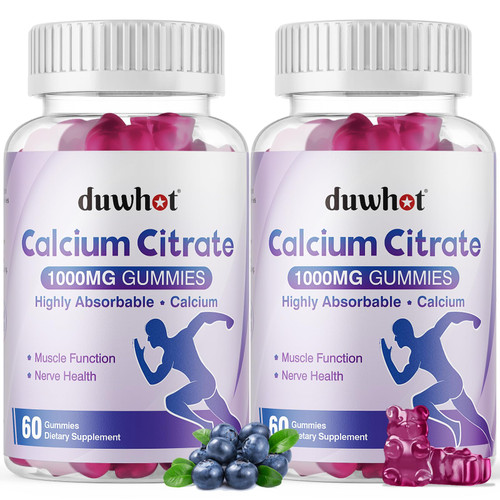 Calcium Citrate Gummies, Chewable Calcium Citrate 1000mg for Bone, Muscle & Immune Support, Ultimate Absorption Calcium Supplements for Women & Men, Blueberry, 120 Chews