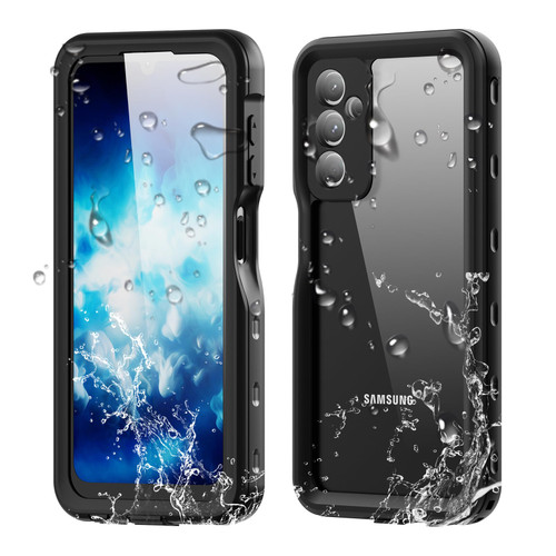 Omio for Galaxy A25 5G Waterproof Case, Full Body IP68 Underwater Clear Protective Case Built-in Screen Protector Heavy Duty Shockproof Case for Men Women, Black