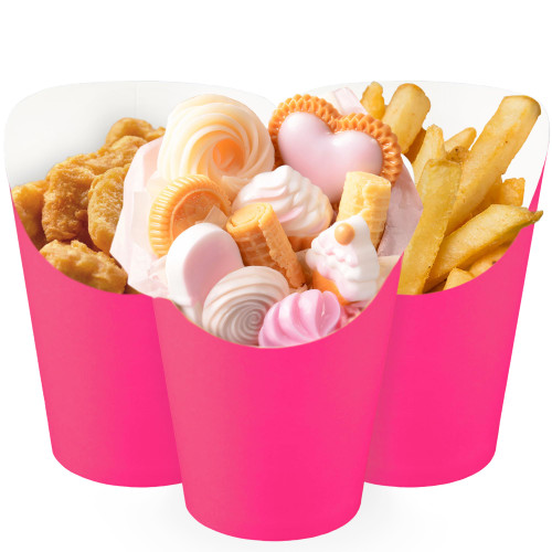 CUSINIUM 14 oz 50-Pack Hot Pink French Fry Cups - Charcuterie Cups Disposable