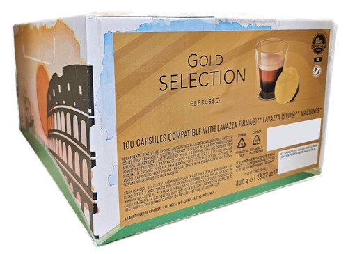 Espresso Italiano coffee capsules compatible with RIVO machines (100 pods, Gold Selection)