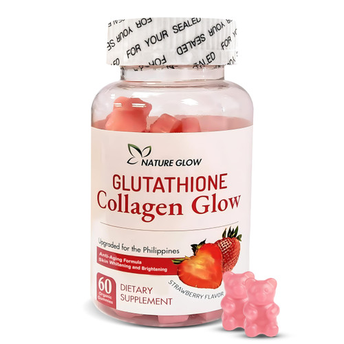 Growtin Glutathione Collagen Glow Gummies - Fuel Your Beauty with Nature's Glow | Collagen Supplement for Radiant Skin | Glutathione Gummies for Natural Glow, Pink