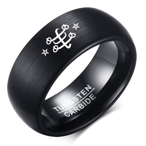 Zosing 8MM Tungsten Carbide Ring Comfort Fit Band The Bahai Faith Ring Comfort Fit Bandstone Symbol