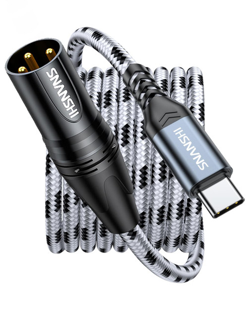 SNANSHI USB Type C to XLR Male Cable 6.6ft, Audio Output Only (No Mic Input), USB C to XLR Unbalanced Cord for Active Speaker, Amp, Mixer, Compatible with iPhone 17/16/15, Galaxy S25 /S24/S23