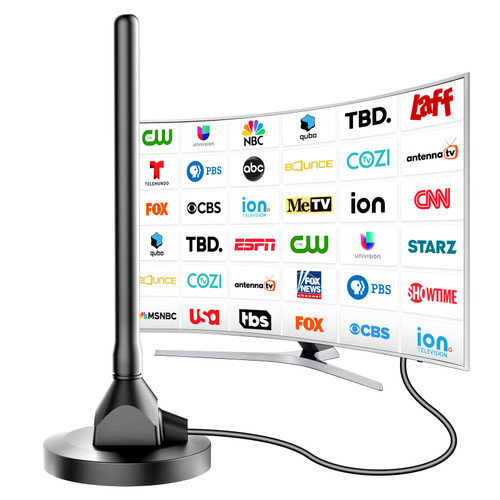 Digital Antenna for Smart TV Indoor, TV Antenna for Local Channels, TVs Antenna Indoor with Strong Magnetic Base, 360° Reception HD Antenna for T V Indoors 4k, Antenna for T Vs (DT012)