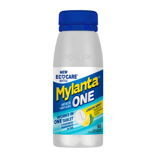 Mylanta One, Lemon Mint Flavor, 50 Count, EcoCare PCR