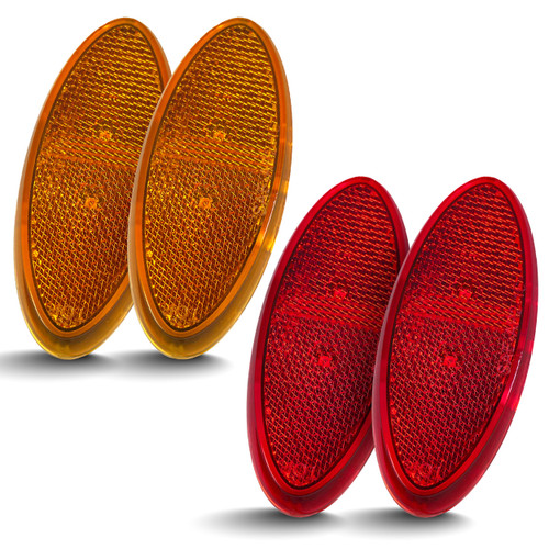 Command Electronics OEM 12V LED RV & Trailer Oval Clearance Light with Built-in Reflex – Made in USA – Surface Mount – Amber & Red – 4-Pack