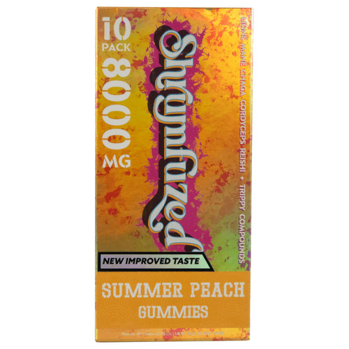Shrumfuzed - Proprietary Nootropic Gummy 8000mg - Lion's Mane, Reishi, Chaga, and Cordycep Nootropic Tripee Mushroom Blend (10, Summer Peach)