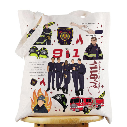 G2TUP Evan Buckley & Eddie Diaz Tote Bag Firefighter Character Fans Gift What is Your Emergency Shoulder Bag Hen Wilson Merch (Emergency TG)