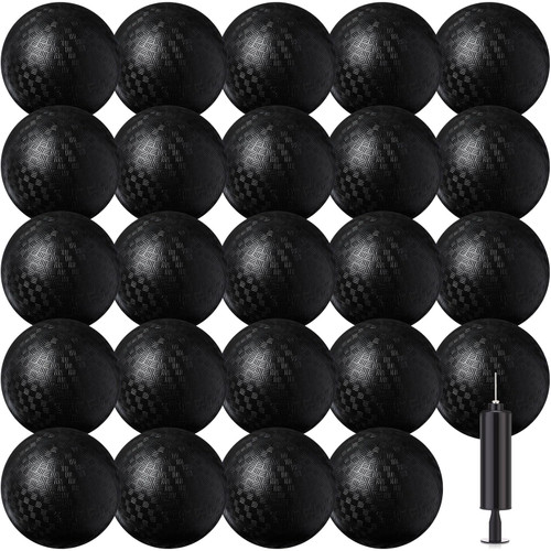Yunsailing 24 Pack Dodgeballs Bulk 6 Inch Operation Christmas Playground Balls Rubber Bouncy Inflatable Kickball with Pump for Kids Adult Outdoor Handball Game Christian Donation Gift (Black)