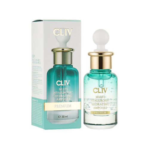 CLIV Multi Hyaluronic Hydrating Ampoule | 85% Hyaluronic Acid, 8-Layer Hydration, Ceramides & Panthenol for Deep Moisture Care | Korean Skincare Nourishing Serum | 1.01 Fl Oz (Pack of 1)