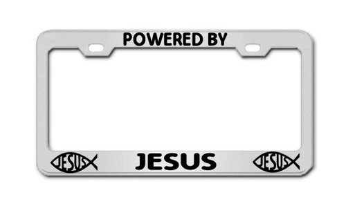 General Tag Powered by Jesus Chrome Standard US License Plate Frames & Covers General Tag Powered by Jesus Chrome Standard US License Plate Frames & Covers