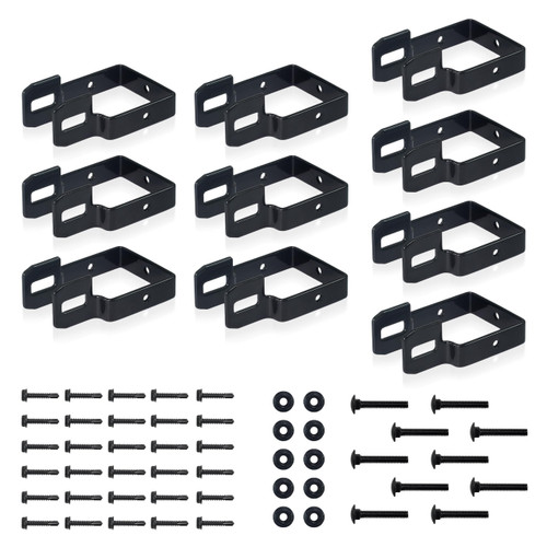 Fencer Wire Heavy Duty Garden Fence Bracket Set, 10 Pieces Metal Steel Connectors for Post and Panel Connection, Accessories of Metal Fencing Border
