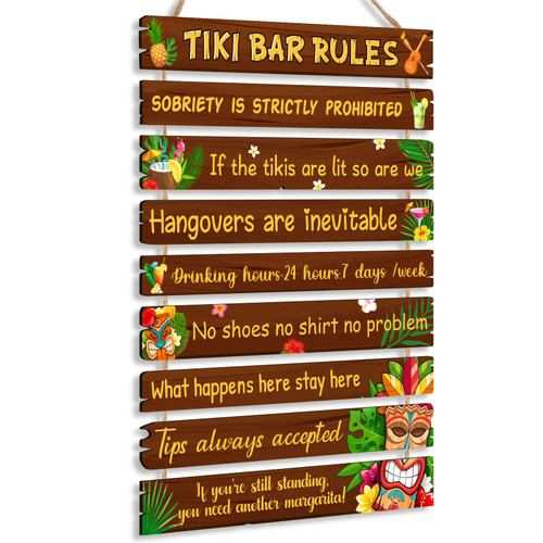 Tiki bar decorations Funny Tiki Bar Rules Sign Tiki Bar Wall Decor for Home Bar Restaurants Shop Cafes Pubs Housewarming Gifts