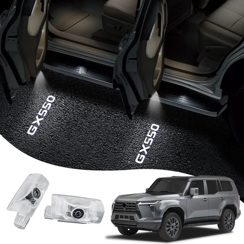 Car Door Light Logo Projection Suitable for 2024 2025 2026 Lexus GX550 Fade Free high-Definition LED car Welcome Projection, Environmental Foot Light 550 Accessories (2 Pieces)
