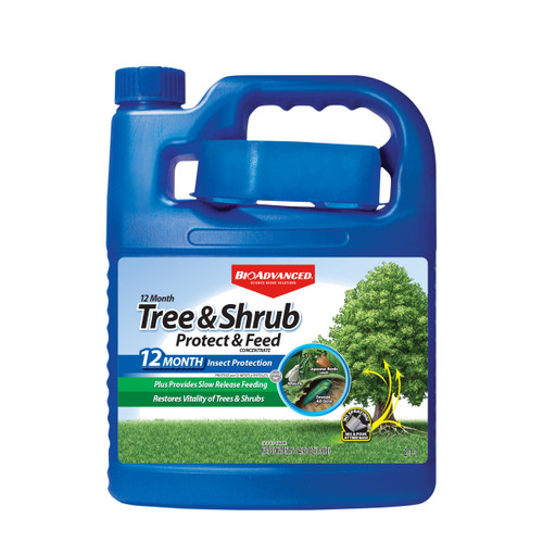 BioAdvanced 12 Month Tree and Shrub Protect and Feed, Concentrate, 64 Oz, Insect Killer and Fertilizer & Plant Food