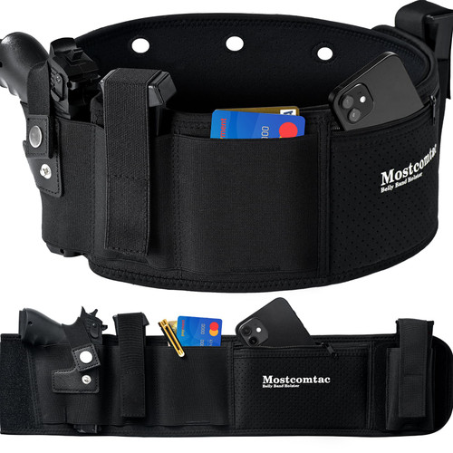 Mostcomtac Belly Band Holster for Men Women, Gun Holster for Comfortable Carry, Breathable Neoprene Waistband Holster Fits Glock 19 17 42 43 43x, Taurus, Ruger LCP, S&W M&P Shield and Most Handguns
