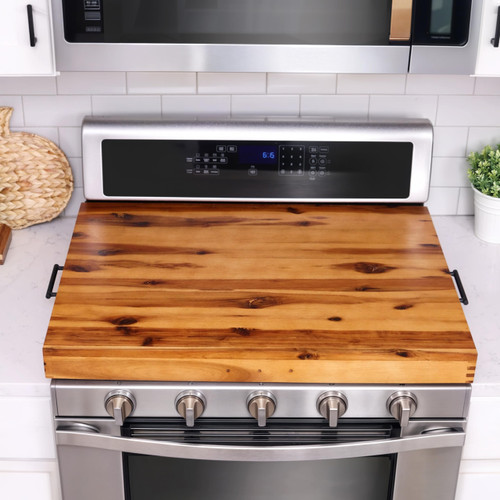 Stove Top Covers for Electric Stove with Handles 30”x22” (Outer) / 28.9”x20.8” (Inner) - Acacia Wood Noodle Board for Gas Stovetop - Stove Top Covers for Gas Burners, Sink Cutting Board (Acacia color)