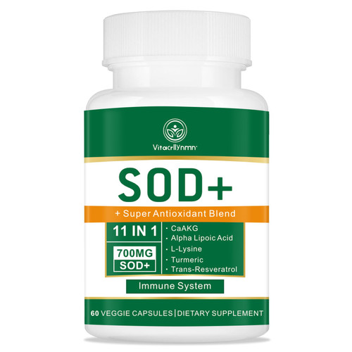VITACRLLYNMN 700MG Sod Superoxide Dismutase Supplement - High Potency Antioxidant Supplement for Cellular Health - 60 Capsules