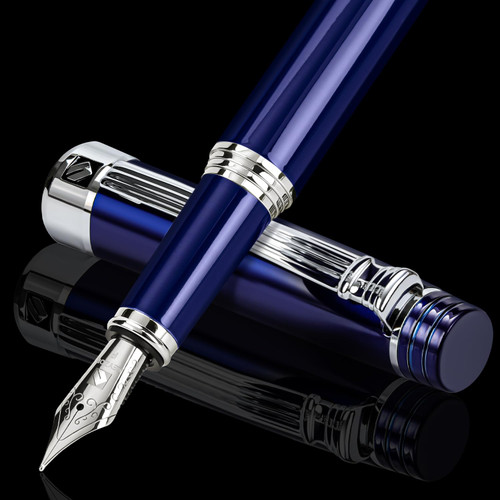 KEYZOR Luxury Fountain Pen Fine Nib For Writing,Refillable Ink Converter,24k Gold Trim Pens Gift Set For Men &Women,Professional,Business,Office