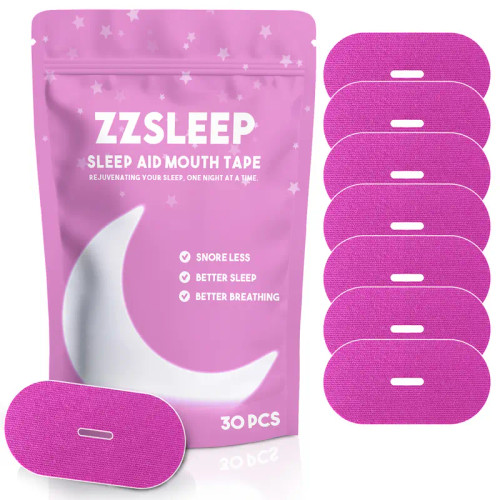 Pink ZZSleep Tape - (30 Strips) Breathable Mouth Tape for Rest &amp; Recovery. Prevents Snoring and Improves Nasal Oxygen Intake. Soft Medical Grade, Hypoallergenic, Gentle Adhesion, Latex Free