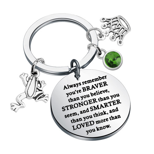 WSNANG Frog Inspired Gift You Are Braver Stronger Smarter Than You Think Keychain Princess Fans Gift Fairy Tales Jewelry(P Frog Always KC)