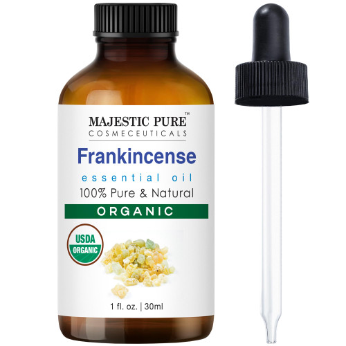 Majestic Pure Organic Frankincense Essential Oil with Glass Dropper - 1 Fl Oz - 100% Pure and Natural Frankincense Oil - Premium Grade Essential Oils for Diffuser, Aromatherapy, Soap and Candle Making