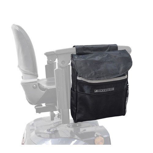AlveyTech Water-Resistant Saddle Bag (Large, Black) - For Mobility Scooters, Wheelchairs, & Power Chairs - Lightweight & Easy to Install - Storage Organizer - Electric Wheelchair Accessories Adults