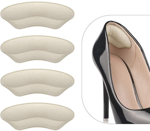 Heel Grips Liner Cushions Inserts for Loose Shoes, Heel Pads Snugs for Shoe Too Big Men Women, Filler Improved Shoe Fit and Comfort, Prevent Heel Slip and Blister (4 Pairs) (Pale Apricot)