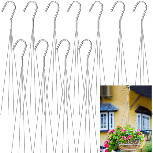 Mixweer 12 Pcs Wire Plant Hangers for Hanging Baskets 4 Strand Hanging Basket Wire Hangers Hook Flower Pot Holder Greenhouse Supplies for Indoor Outdoor Patio Garden(24 Inches)