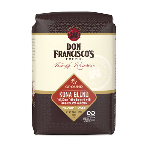 Don Francisco's Kona Blend Ground Coffee, Medium Roast – 100% Arabica Coffee, 18 oz Bag