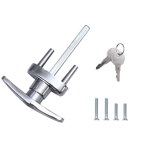 Wedelweib Garage Doors T Handle Lock with 2 Keys and 2 Set mounting Bolts Replacement for Garage Door Locking T Handle Fits 1-3/8" Through 2" Thick Doors(Random Keyed)