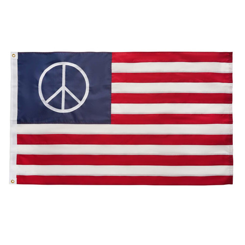 AZCOVER Peace Flag, 3x5 Ft American Peace Flags, USA Flag for Outdoor with Embroidered Sign and Double Stitched Sewn Stripes, Heavy Duty Polyester Banner