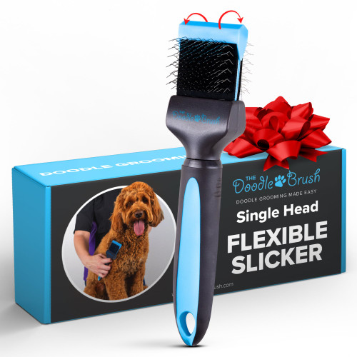 Doodle Brush for Dogs – Dog Brush for Doodle, Goldendoodle, Bernedoodle, Poodles – Flexible Head Dog Detangler for Dematting - Brushes for Doodles - Slicker Brushes for Grooming - Single Head