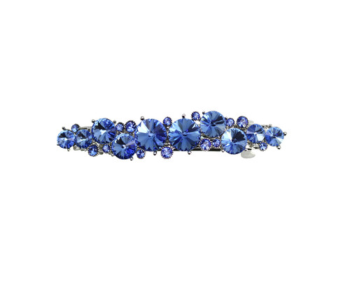 Faship Gorgeous Blue Premium Rhinestone Crystal Floral Small Hair Barrette Clip