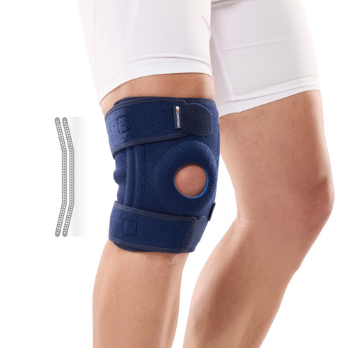 Comforband Adjustable Knee Brace Support, with Side Stabilizer – Patellar Tendon Support for Knee Pain, Arthritis, Injury Recovery, Running, Workout - Adjustable Compression Knee Brace for Men & Women (Navy, Regular)