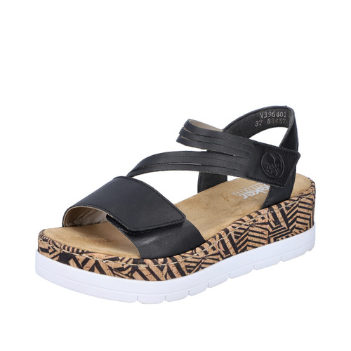 Rieker Women's Sandal, Black, 8