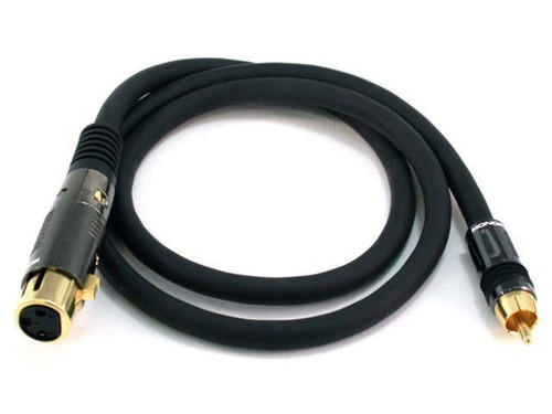 Monoprice XLR to RCA Cable - Female to Male, 16AWG, Stranded, Shielded, Gold Plated, 3 Feet, Black - Premier Series Monoprice XLR to RCA Cable - Female to Male, 16AWG, Stranded, Shielded, Gold Plated, 3 Feet, Black - Premier Series
