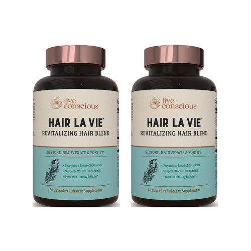 Live Conscious by Hair La Vie Revitalizing Blend Hair Vitamins with Biotin, Collagen and Saw Palmetto (2-Pack)