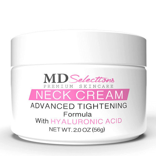 MD Selections Neck Cream with Hyaluronic Acid - Anti Ageing Neck Firming Cream, Advanced Tightening Cream to Reduce Chin, Chest Area, Neck Lines, and Décolleté for Youthful Skin, 2 Oz