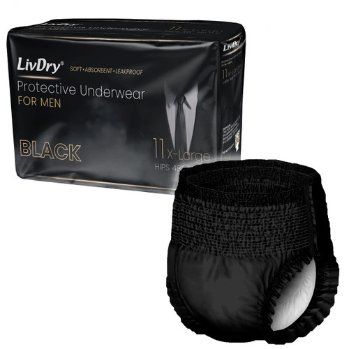 LivDry Mens Incontinence Underwear, Premium Adult Diapers for Men, Ultimate Max Protection, X-Large 11-Pack