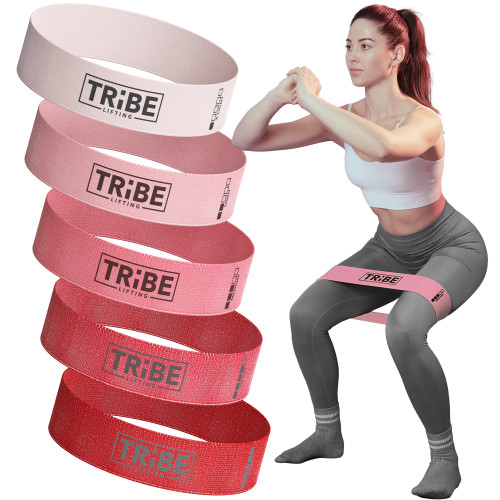 Tribe Lifting Fabric Resistance Bands for Glutes & Legs | 5 Fabric Workout Bands Set | Thick Booty Bands for Squats, Lunges, Hip Training, Physical Therapy & Home Workouts-1769537572