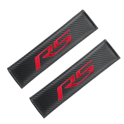 QZTYTY 2Pcs Car Seat Belt Cushions Shoulder Pad Soft for Camaro RS Accessories, Embroidered Logo Black Leather Car Seat Belt Pads Safety Belt Cover Pad More Comfortable Driving
