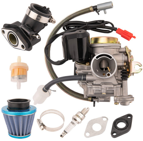 GY6 50cc Carburetor for 49cc 50cc Scooter Moped Carburetor, 139QMB High Performance 4-Stroke Carb with Intake Manifold, Fits PD18J Engine
