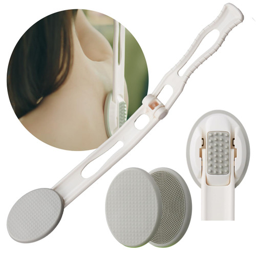DOWMI Lotion Applicator for Back - 3in1 Foldable, Cream, Sunscreen, Ointment Applicator, 19" Long Handle, Body Massage Tool - 1 Body Brush Pad, 1 Lotion Pad Included