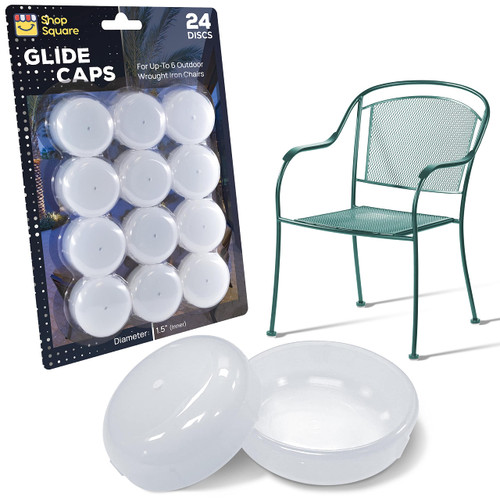 Wrought Iron Patio Furniture Feet Caps (24 Pack, White) - 1.5" Round Plastic Outdoor Chair Leg Caps, Patio Furniture Replacement Feet