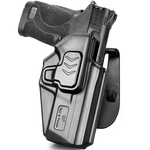 OWB Holster for M&P Shield 9mm EZ/Shield 380 EZ & Equalizer, Red Dot Compatible Paddle/Belt Holster for Smith & Wesson Shield EZ Series, Index Finger Release, Adjustable Cant, Right Hand Carry