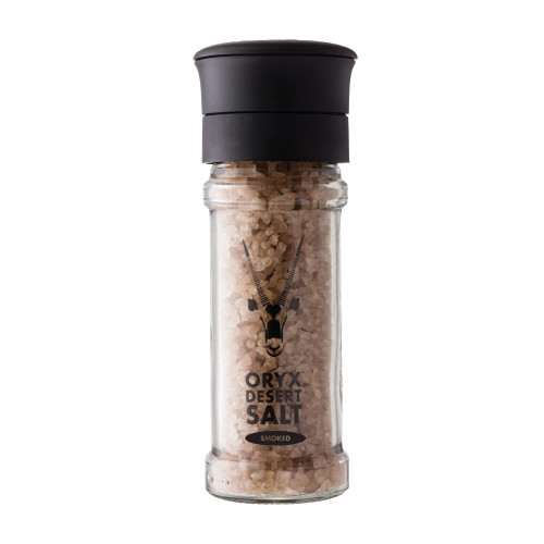 Oryx Smoked Desert Salt Grinder Refillable – Sea-salt Alternative - Ceramic Mill for Coarse Kosher Mineral Smoked Salt - Unrefined Natural Kalahari Desert Salt, 3.52 oz