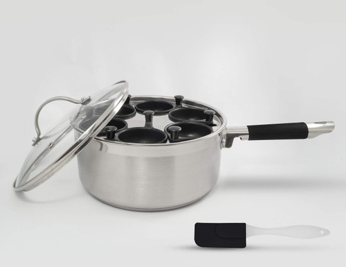 ExcelSteel Silicone Spatula Gift, Easy Use Stove Top Breakfast Brunch Egg Poacher Saucepan 6 Cup, 4Qt, Stainless ExcelSteel Silicone Spatula Gift, Easy Use Stove Top Breakfast Brunch Egg Poacher Saucepan 6 Cup, 4Qt, Stainless